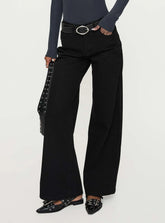 Colemane Mid Rise Wide Leg Jeans Black