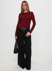 Lefort Long Sleeve Top Burgundy