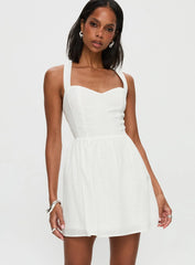 Zolena Halter Mini Dress White