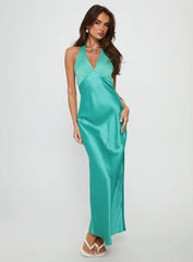 Annalia Scarf Tie Maxi Dress Aqua