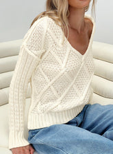 Zosia Diamond Cable Knit Sweater Cream