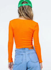 Kinsey Long Sleeve Top Orange