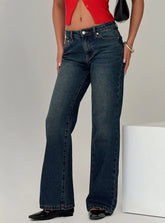 Cybele Mid Rise Straight Leg Jeans Dark Denim