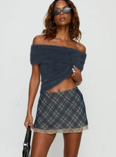 Avalind Layered Mini Skirt Bue Check