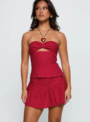 Tovie Frill Linen Blend Skort Red Polka