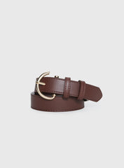 Tavian Faux Leather Belt Brown Gold