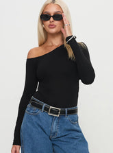 Miyako Long Sleeve Bodysuit Black