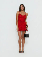 Kahla Frill Playsuit Red Polka Dot