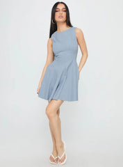 Composure Pleat Mini Dress Blue