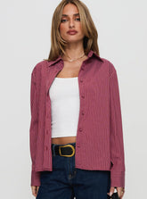Mandisa Long Sleeve Top Red Stripe