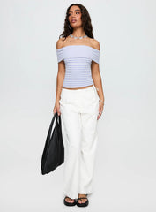 Ausha Off Shoulder Top Lilac Stripe