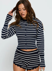Head In The Clouds Cardigan Navy Stripe