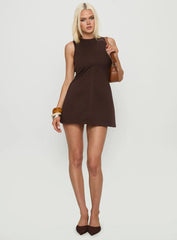 Imalda Cut Out Mini Dress Chocolate