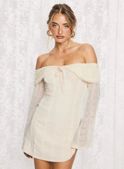 Colettie Long Sleeve Mini Dress Cream