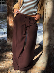 Idolised Pleated Tie Waist Pant Chocolate Brown