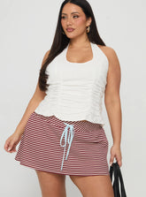 Bexi Textured Skort Red / White Stripe Curve