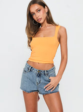 Tilted Denim Mini Short Mid Wash