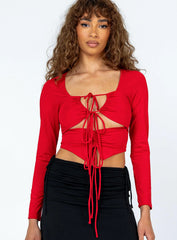 Tarren Long Sleeve Top Red