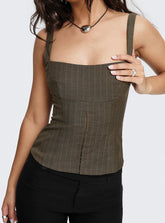 Nylen Tailored Suiting Top Brown Pinstripe