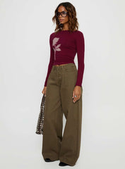 Naylor Mid Rise Wide Leg Jeans Olive