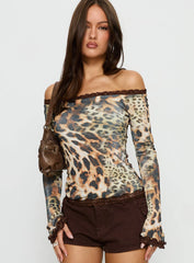 Mochapella Off The Shoulder Top Animal