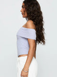 Ausha Off Shoulder Top Lilac Stripe