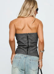 Soft Spoken Strapless Tie Up Top Black