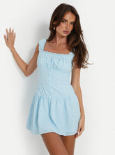 Esrie Broderie Mini Dress Blue