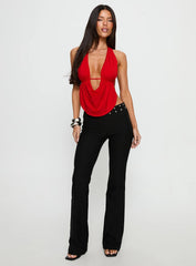 Tamsyn Plunge Halter Top Red