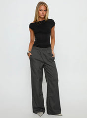Jaysa Baggy Wide Leg Pant Grey Pinstripe