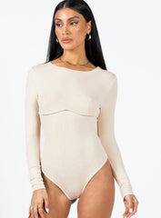 Swenson Long Sleeve Bodysuit Beige