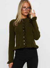 Inclination Frill Cardigan Moss