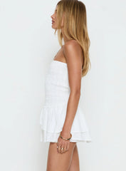 Ayanni Shirred Strapless Mini Playsuit White
