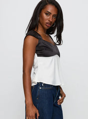 Think About It Cap Sleeve Top Black White