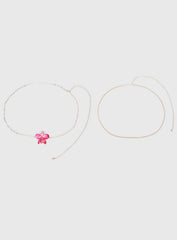 Open Arms Flower Belt Gold Pink