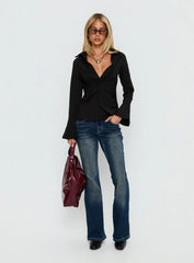 Serita Twist Detail Long Sleeve Shirt Black