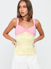 Zariela Contrast Bust Top Pink Yellow