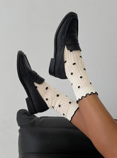 Somebody Else Frill Socks White Polka