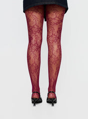 Ammelia Sheer Lace Tights Red