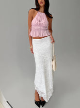 Freebirds Lace Midi Skirt White