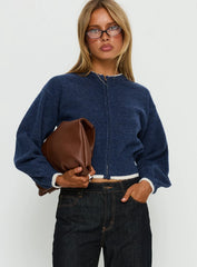 Amandi Zip Through Knit Jumper Navy / Cream