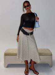 Cobee Asymmetrical Midi Skirt Multi Stripe