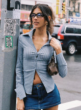 Madlin Long Sleeve Top Blue Stripe