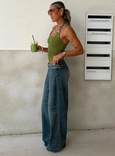 Paltrow Mid Rise Wide Leg Cargo Jeans Mid Blue Wash