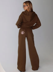 Princess Polly Stargirl Wide Leg Sweat Pants Brown