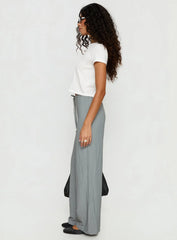 Idolised Tie Waist Pant Grey Pinstripe