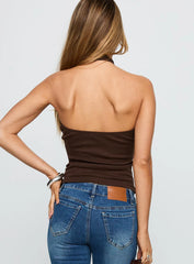 Evandar Hardware Detail Halter Top Brown