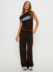 Juleza Off Shoulder Knit Top Brown / Blue