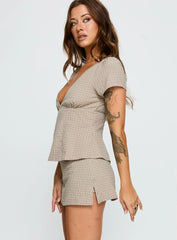 Emmilou Wrap Set Brown Check