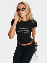 Read Receipts Graphic Baby Tee Black